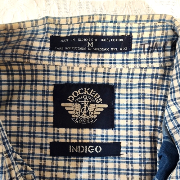 Dockers Men's Blue & White Short-Sleeve Button-Down Size M 100% Cotton Lot of 2 - Picture 9 of 16